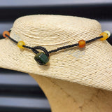 Deluxe Raw Amber & Greenstone Teething Necklace - Heavy Duty Macrame