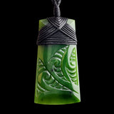 Natural NZ Jade Etched Toki Pendant Necklace (N2203)