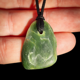 NZ Greenstone Pounamu Natural Freeform Pendant Necklace (N996)
