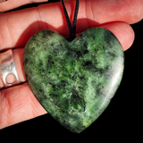 NZ Greenstone Pounamu XL Heart Pendant Necklace (N985)