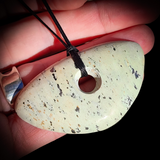 NZ Greenstone Pounamu Irregular Freeform Pendant Necklace (N756)
