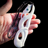 Natural Maori Bone Carving Pendant Necklace - XL Manaia
