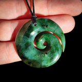 NZ Greenstone Pounamu Koru Pendant Necklace (N895)