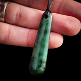 NZ Greenstone Pounamu Drop Pendant Necklace (N867)