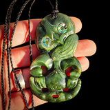NZ Greenstone Pounamu XL Tiki Pendant Necklace (N836)