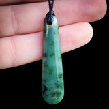 NZ Greenstone Pounamu Drop Pendant Necklace (N847)