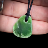 NZ Greenstone Pounamu Natural Freeform Pendant Necklace (N855)