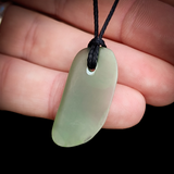 NZ Greenstone Pounamu Natural Freeform Pendant Necklace (N842)
