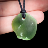 NZ Greenstone Pounamu Natural Freeform Pendant Necklace (N841)