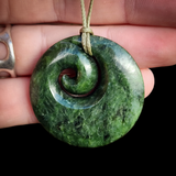 NZ Greenstone Pounamu Koru Pendant Necklace (N853)