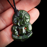 NZ Greenstone Pounamu Tiki Pendant Necklace (N878)