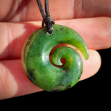 NZ Greenstone Pounamu Koru Pendant Necklace (N881)