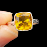 (T) Solid 925 Sterling Silver & Natural Citrine Stone Handmade Ring