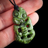NZ Greenstone Pounamu Tiki Pendant Necklace (N870)