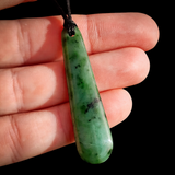 NZ Greenstone Pounamu Drop Pendant Necklace (N873)