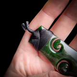 NZ Greenstone Pounamu Double Koru Toki Pendant Necklace (N839)