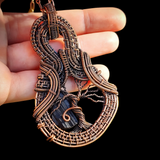 Handmade Copper & Natural Raw Tourmaline Wire Wrap Necklace