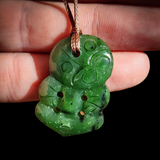 NZ Greenstone Pounamu Small Tiki Pendant Necklace (N834)