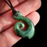 NZ Greenstone Pounamu Koru Pendant Necklace (N869)