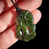 NZ Greenstone Pounamu Tiki Pendant Necklace (N892)