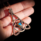 Handmade Copper & Natural Labradorite Trinity Knot Wrap Necklace