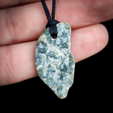 NZ Greenstone Pounamu Natural Freeform Pendant Necklace (N856)