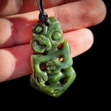 NZ Greenstone Pounamu Tiki Pendant Necklace (N860)