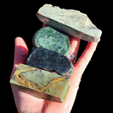 579g Raw NZ Greenstone Pounamu Carving Slices (R14B643)