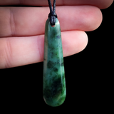NZ Greenstone Pounamu Drop Pendant Necklace (N852)
