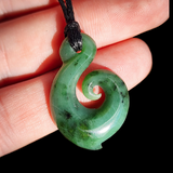 NZ Greenstone Pounamu Koru Pendant Necklace (N963)