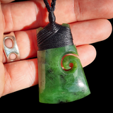 NZ Greenstone Pounamu Koru Toki Pendant Necklace (N962)