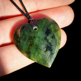 NZ Greenstone Pounamu Heart Pendant Necklace (N894)