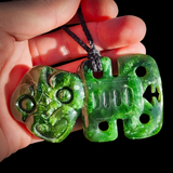 Natural Nephrite Jade Tiki Pendant Necklace (N964)
