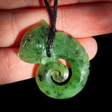 Natural Nephrite Jade Lizard Koru Pendant Necklace (N968)