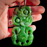 Natural Nephrite Jade Hei Tiki Pendant Necklace (N969)