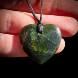 NZ Greenstone Pounamu Heart Pendant Necklace (N918)