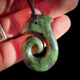 NZ Greenstone Pounamu Hook Pendant Necklace (N942)