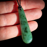 NZ Greenstone Pounamu Drop Pendant Necklace (N917)