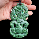 XL Tiki NZ Greenstone Pounamu Pendant Necklace (N932)