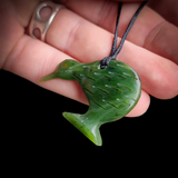 NZ Greenstone Pounamu Kiwi Pendant Necklace (N840)