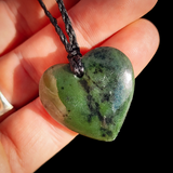 NZ Greenstone Pounamu Heart Pendant Necklace (N945)