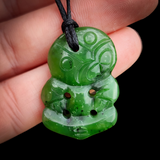 NZ Greenstone Pounamu Tiki Pendant Necklace (N935)