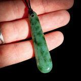 NZ Greenstone Pounamu Drop Pendant Necklace (N921)