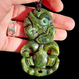 NZ Greenstone Pounamu Hei Tiki Pendant Necklace (N965)