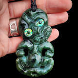NZ Greenstone Pounamu Tiki Pendant Necklace (N940)
