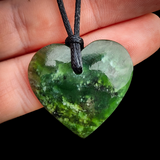 NZ Greenstone Pounamu Heart Pendant Necklace (N937)