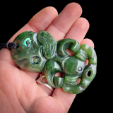NZ Greenstone Pounamu XL Tiki Pendant Necklace (N837)