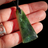 NZ Greenstone Pounamu Double Toki Pendant Necklace (N920)