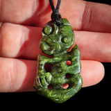 NZ Greenstone Pounamu Tiki Pendant Necklace (N923)