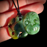 Natural Nephrite Jade Tiki Pendant Necklace (N967)